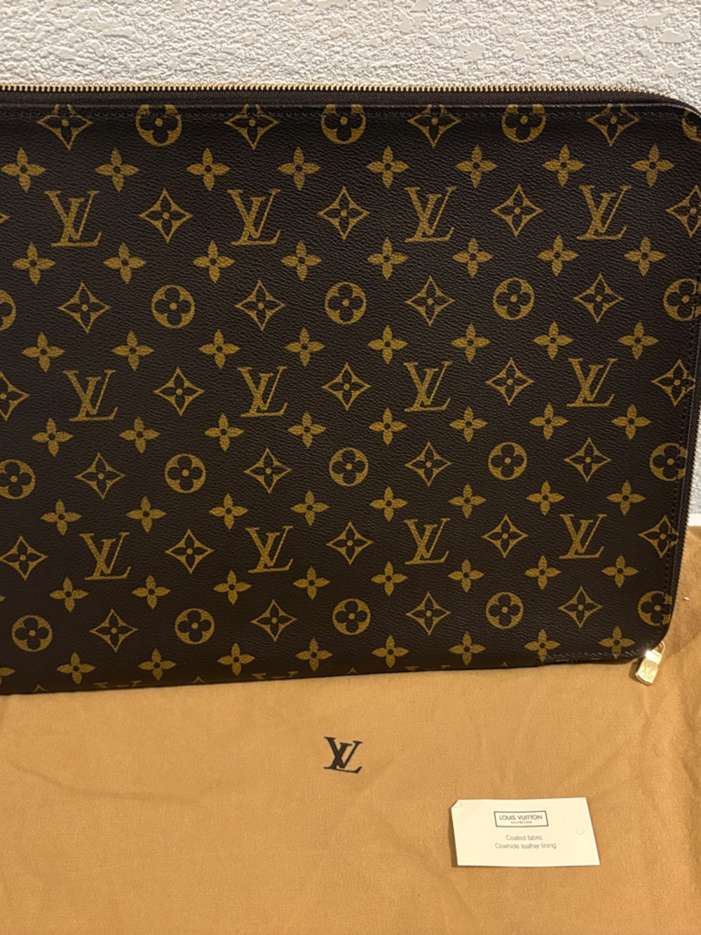 Louis Vuitton Monogram Canvas Document Holder in Brown and Gold